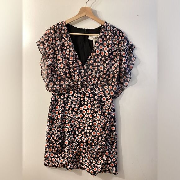 SALONI Brooke Batik Dot Dress Orange White Black Size M Women’s Designer Summer - Picture 2 of 15